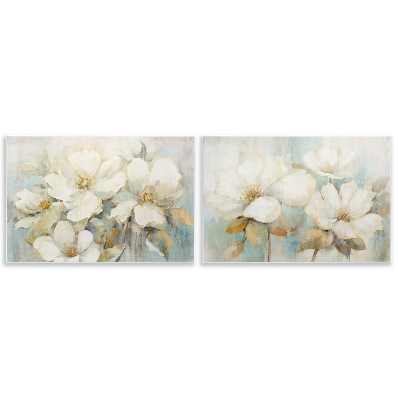 Stupell Industries Mixed Subtle White Blossoms 2pc Wall Plaque Set By Andrea Haase